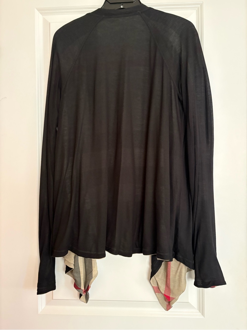 Burberry Black Cardigan with Beige Plaid Liner - Picture 3 of 6